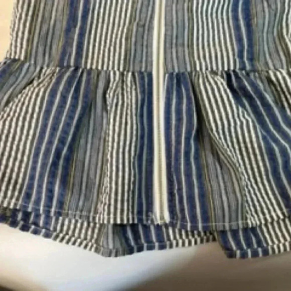 Mind Code Zip Front Blue Striped Bustier Top Women's Sz Medium - Picture 5 of 9